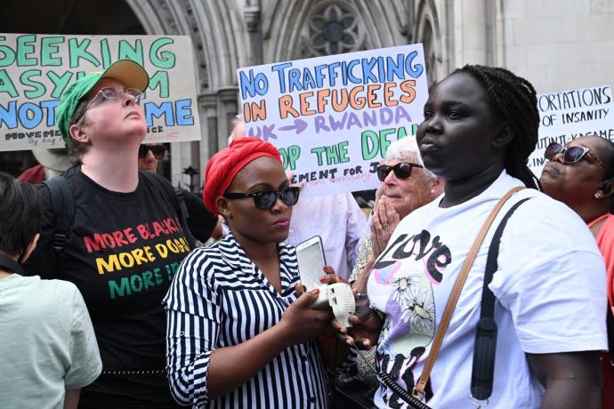 Manifestaciones en Londres en contra la deportación de los solicitantes de asilo.