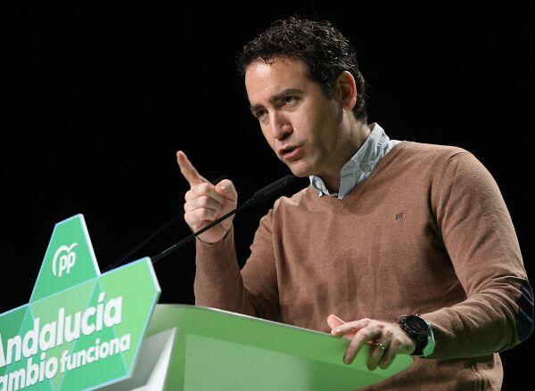 Teodoro García Egea interviene en el congreso autonómico del PP andaluz.