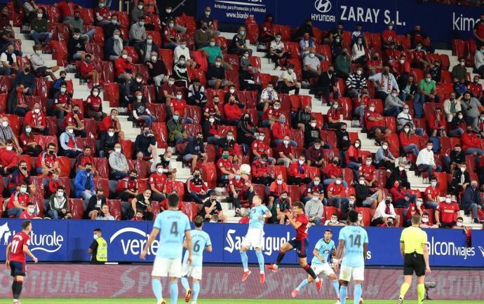 Las gradas de El Sadar en el último partido de Osasuna en casa, ante el Celta.