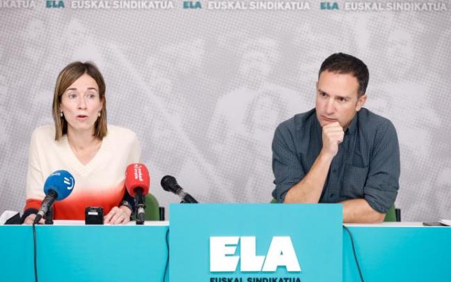 La responsable de planificación, Leire Txakartegi, y el secretario general del sindicato ELA, Mitxel Lakuntza La responsable de planificación, Leire Txakartegi, y el secretario general del sindicato ELA, Mitxel Lakuntza