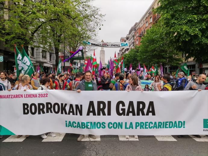 Cabecera de la manifestación de ELA en Bilbao.