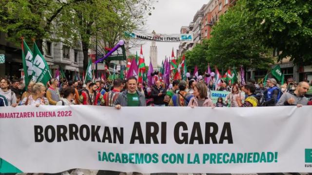 Cabecera de la manifestación de ELA en Bilbao.
