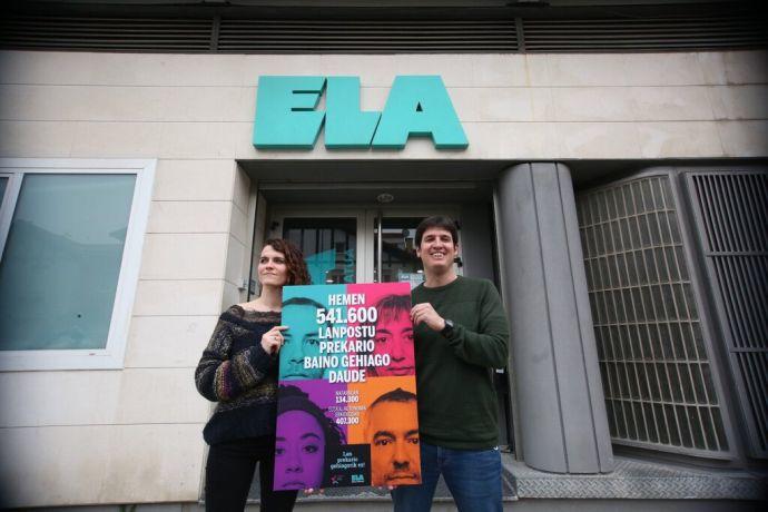 Saioa Urriza e Imanol Pascual, en la sede del sindicato.