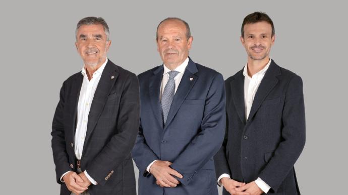 Los tres candidatos a la presidencia del Athletic Iñaki Arechabaleta, Ricardo Barkala y Jon Uriarte