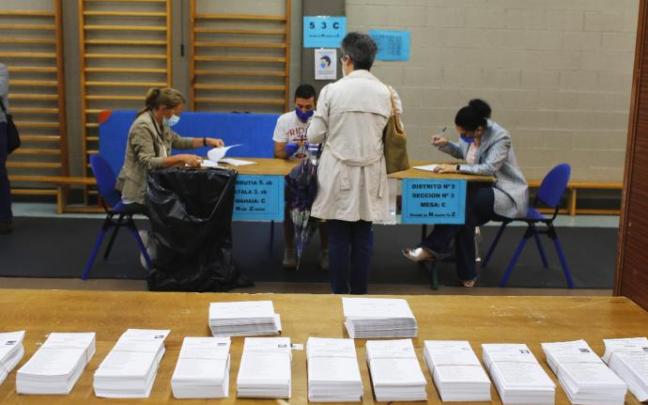 La fotografía del Sociómetro respecto a las elecciones del pasado 12 de julio –en la imagen, la votación en uno de los colegios vascos– consolida al Ejecutivo de Urkullu. La fotografía del Sociómetro respecto a las elecciones del pasado 12 de julio –en la imagen, la votación en uno de los colegios vascos– consolida al Ejecutivo de Urkullu.