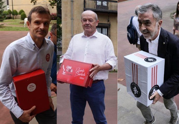 Los tres candidatos han acudido a Ibaigane a entregar sus avales.