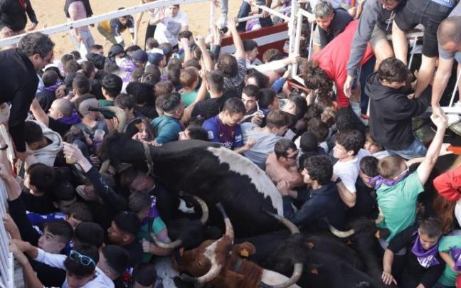 Imagen de la montonera que se formó en el encierro de Arrasate Imagen de la montonera que se formó en el encierro de Arrasate