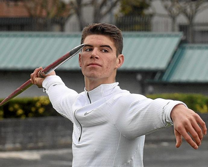 Odei Jainaga, con la jabalina en la mano . Foto: José Mari Martínez