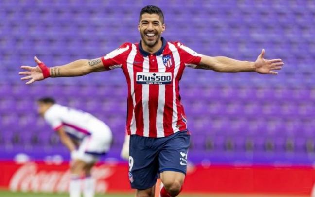 Suarez celebra su gol ante el Valladolid. Suarez celebra su gol ante el Valladolid.