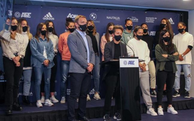 Futbolistas de Primera División, en la comparecencia.