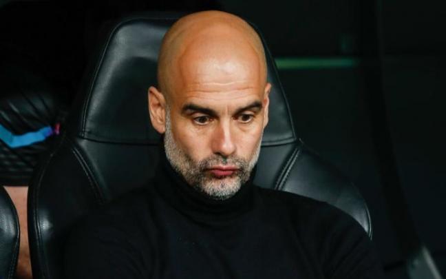 Pep Guardiola, el miércoles en el Santiago Bernabéu. Pep Guardiola, el miércoles en el Santiago Bernabéu.