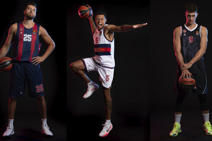 Imagen de las tres camisetas que vestirá el Baskonia esta temporada