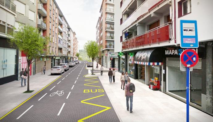 Así es como quedará la calle Meso, en Astrabudua, tras la reurbanización.