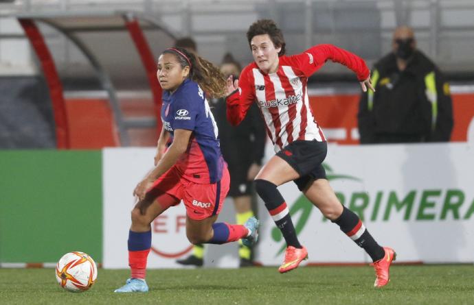 Erika Vázquez, durante el partido del Athletic femenino en el que se convirtió en la jugadora con más partidos en la historia del club