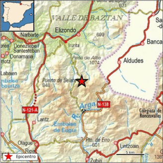 Mapa del lugar donde se ha producido el terremoto.