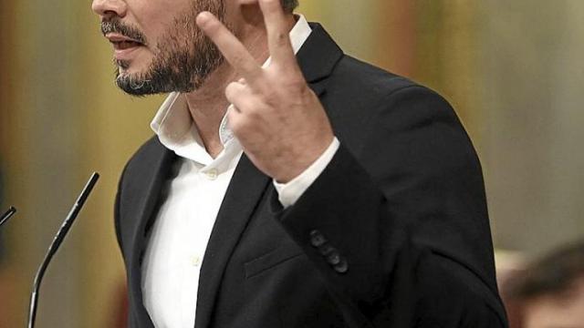 Gabriel Rufián se pronunció ayer con dureza en su intervención en el Congreso. Foto: E. Press