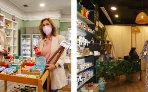 Leticia, Soraya (izquierda) y Natalia (derecha), nuevas comerciantes en Vitoria.