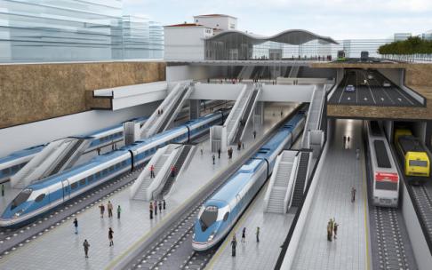 Recreación de la futura estación soterrada de la Alta Velocidad en Vitoria.