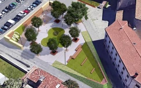 Alzado de los jardines de Etxauri ya renovados.