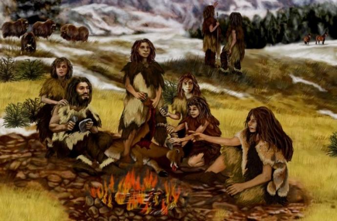Imagen ilustrativa de los neandertales.