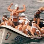 Los remeros de Zierbena celebrando su victoria en el Campeonato de Euskadi de Traineras 2020