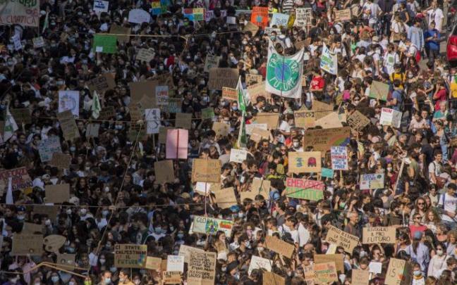 Protestas de Fridays for Future en Turín (Italia).