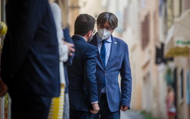 Carles Puigdemont y Pere Aragonès, en L'Alguer, Carles Puigdemont y Pere Aragonès, en L'Alguer,