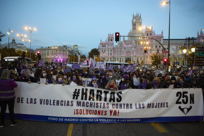 Manifestación contra la violencia machista en Madrid.