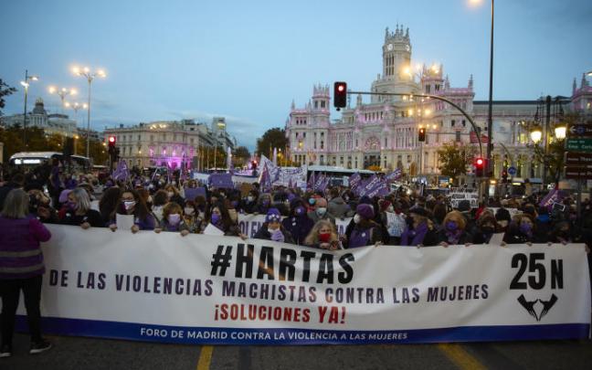 Manifestación contra la violencia machista en Madrid.