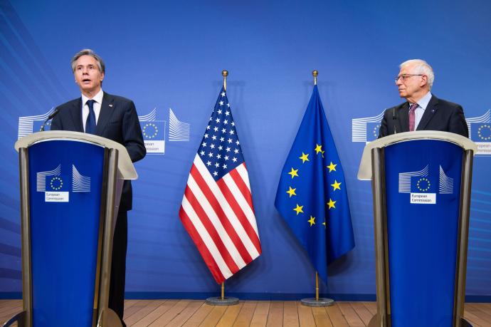 El secretario de Estado norteamericano, Antony Blinken, y el Alto Representante de Política Exterior de la UE, Josep Borrell.