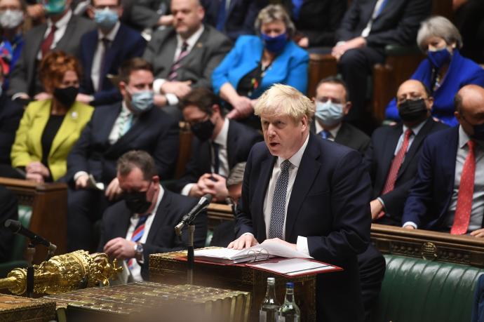 El primer ministro británico Boris Johnson en el Parlamento británico.