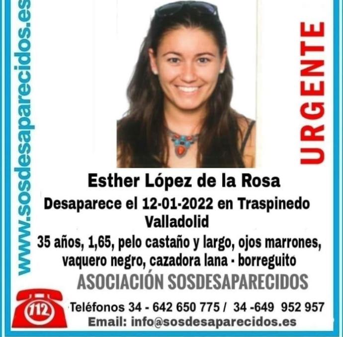 Cartel de búsqueda de la joven de Traspinedo Esther López, desaparecida desde el pasado 12 de enero.