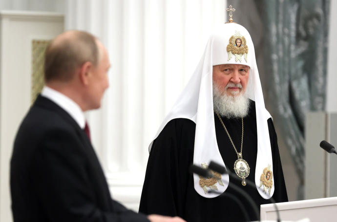 El presidente ruso Vladimir Putin y el patriarca Kirill.