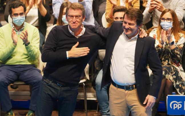 Mañueco respalda a Feijóo en un acto público en Valladolid celebrado el 19 de marzo.