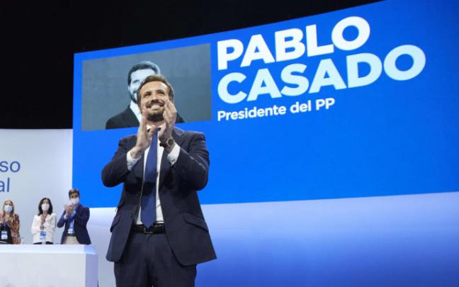 El expresidente del PP, Pablo Casado, en su intervención en Sevilla. El expresidente del PP, Pablo Casado, en su intervención en Sevilla.