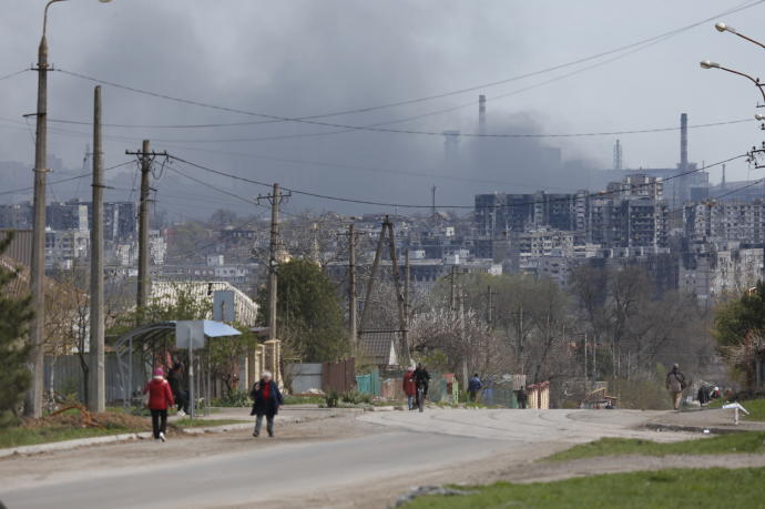 Una vista de la planta de Azovstal en la ciudad portuaria de Mariúpol.