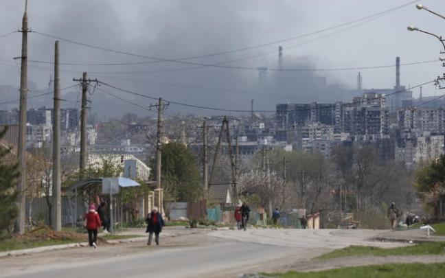 Una vista de la planta de Azovstal en la ciudad portuaria de Mariúpol.