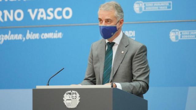 Urkullu durante su comparecencia en Lehendakaritza este martes.