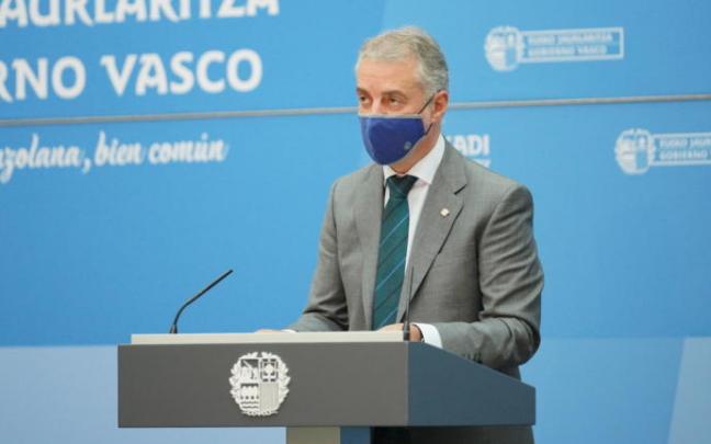 Urkullu durante su comparecencia en Lehendakaritza este martes.