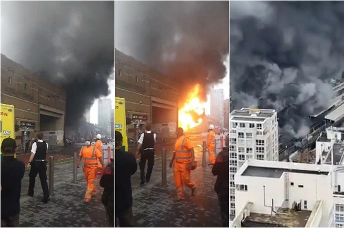 Imágenes del incendio provocado por la explosión en Londres.