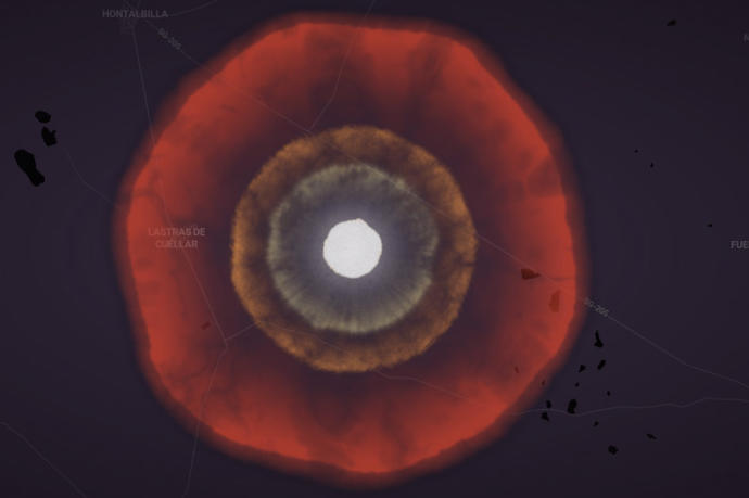 Simulación de un impacto nuclear.