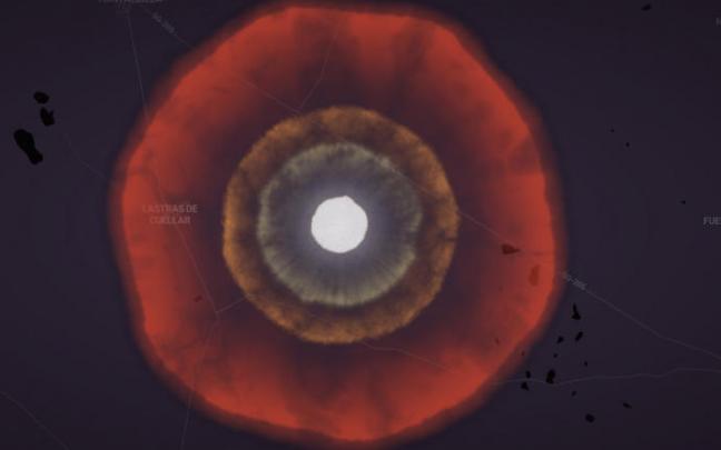 Simulación de un impacto nuclear.