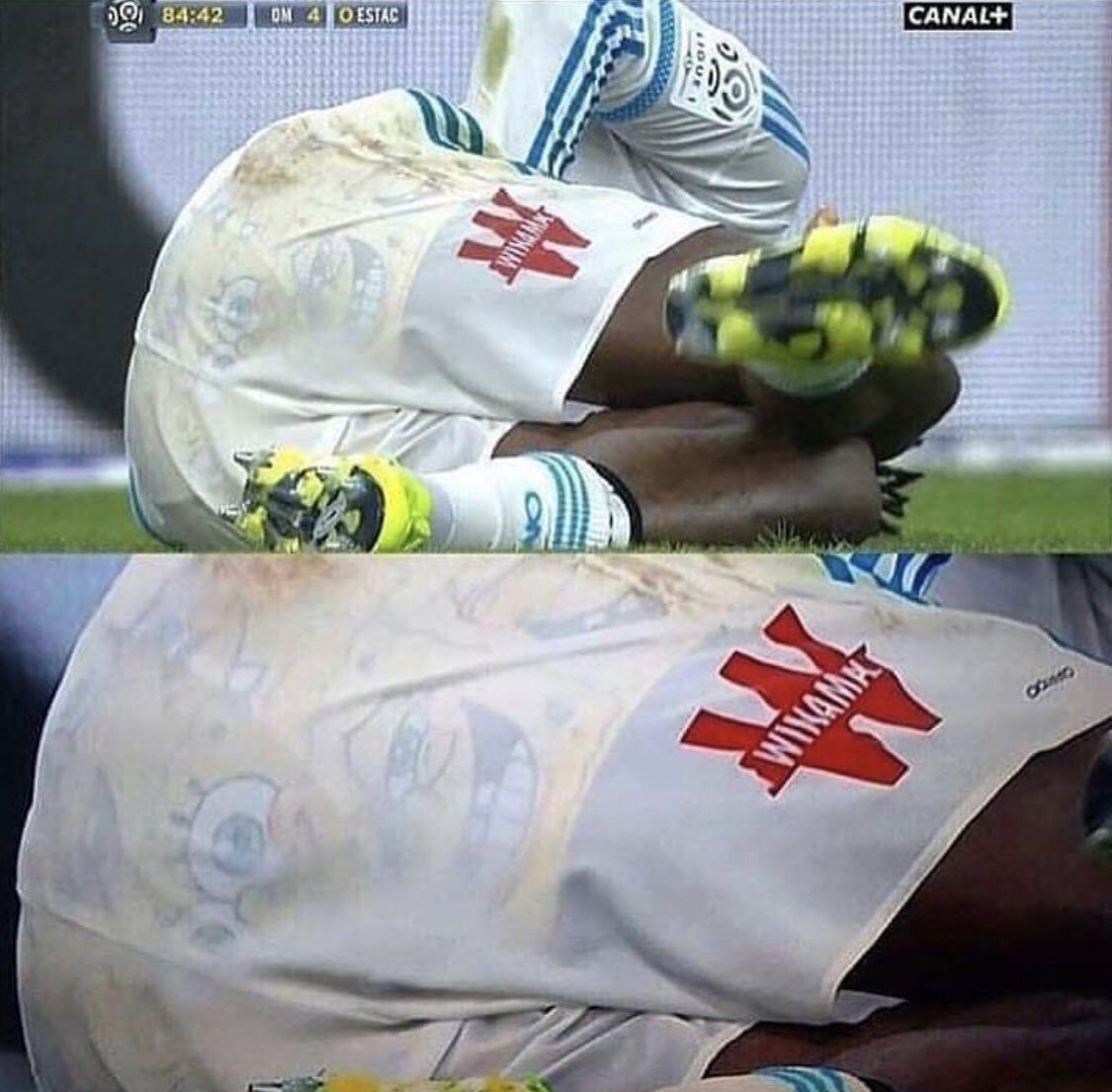 El futbolista del Marsella que usa calzoncillos de Bob Esponja.