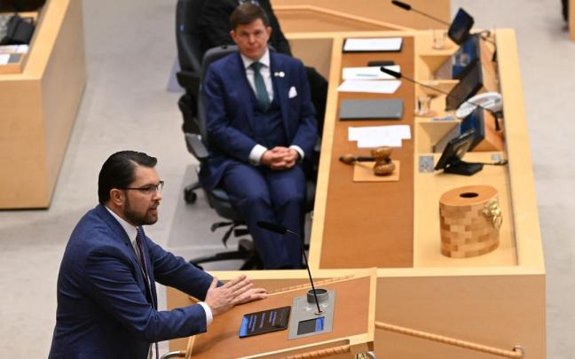 Intervención de Ulf Kristersson en el Parlamento sueco.