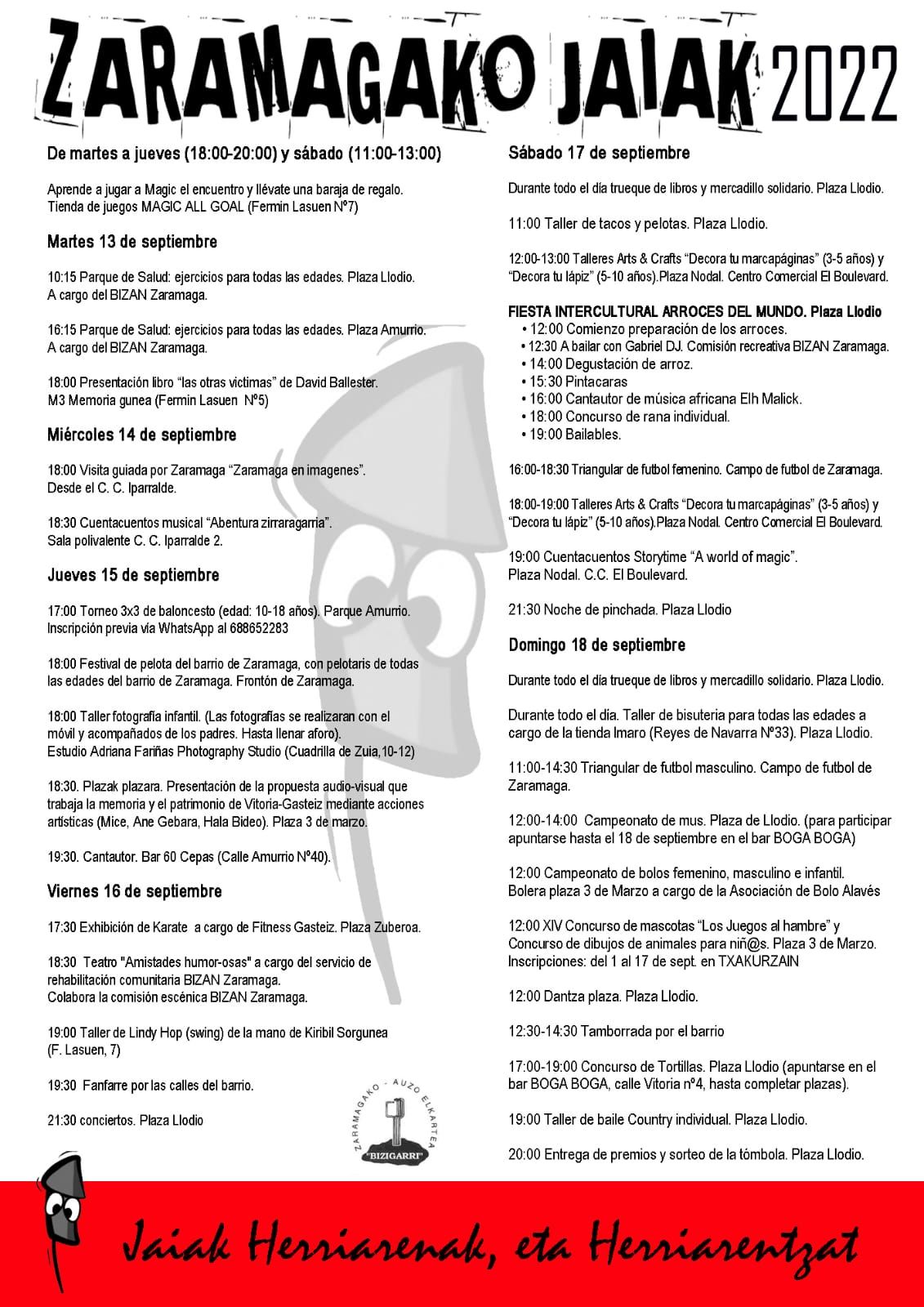 Programa de fiestas de Zaramaga