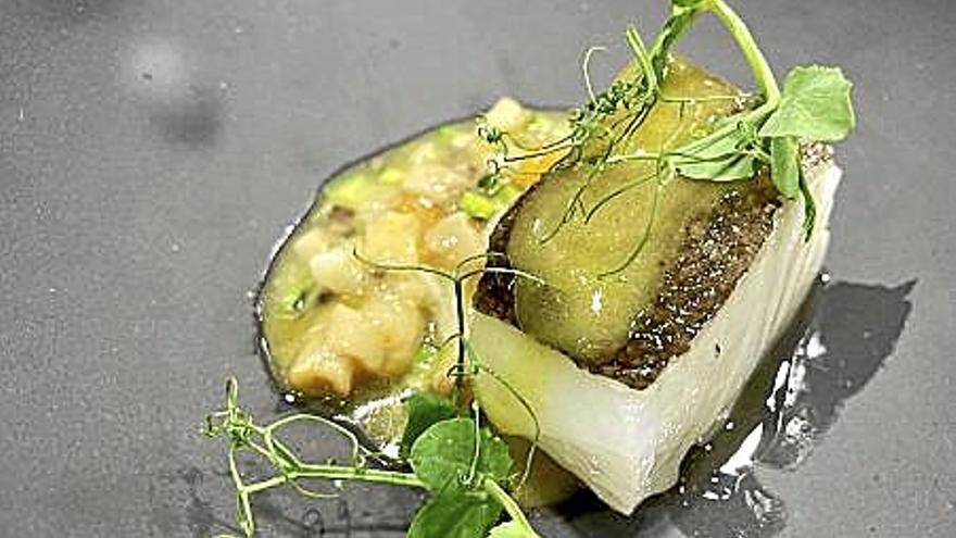 Bacalao Giraldo confitado con hongos.