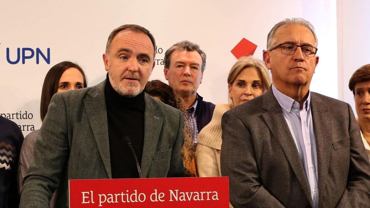 Javier Esparza y Enrique Maya, en la comparecencia del lunes tras la Ejecutiva de UPN.