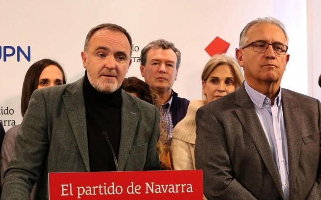 Javier Esparza y Enrique Maya, en la comparecencia del lunes tras la Ejecutiva de UPN.