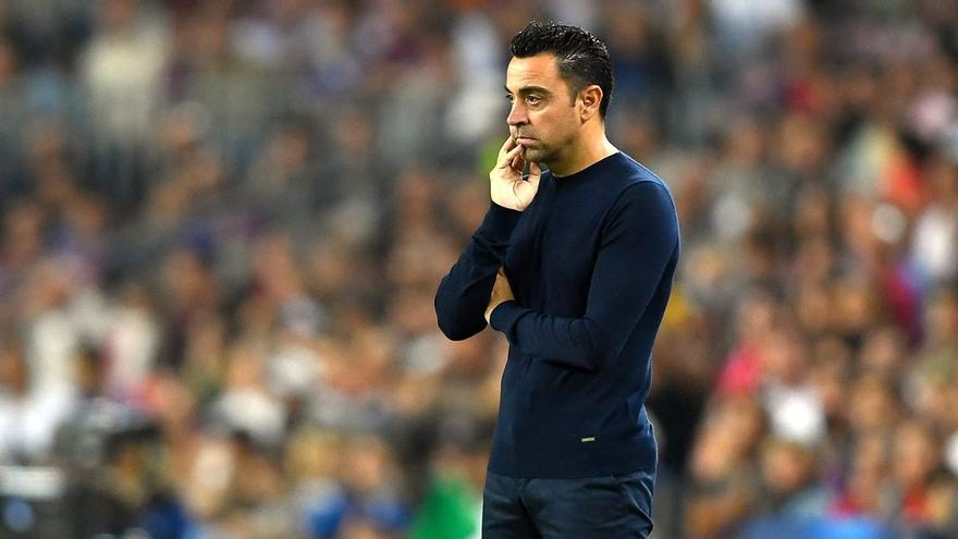 Xavi, en un momento del partido ante el Bayern