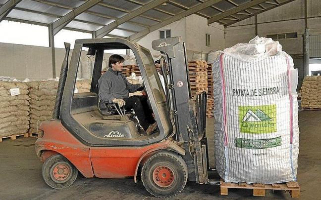 Máquina en el interior del almacén de la Cooperativa Nuestra Señora de Ocón, en la localidad alavesa de Bernedo.